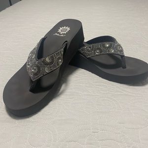 Cute and comfy Yellow Box thong sandal with pretty, sparkly embellishments
